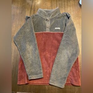 Columbia Gray and Red Fleece Pullover men’s Large